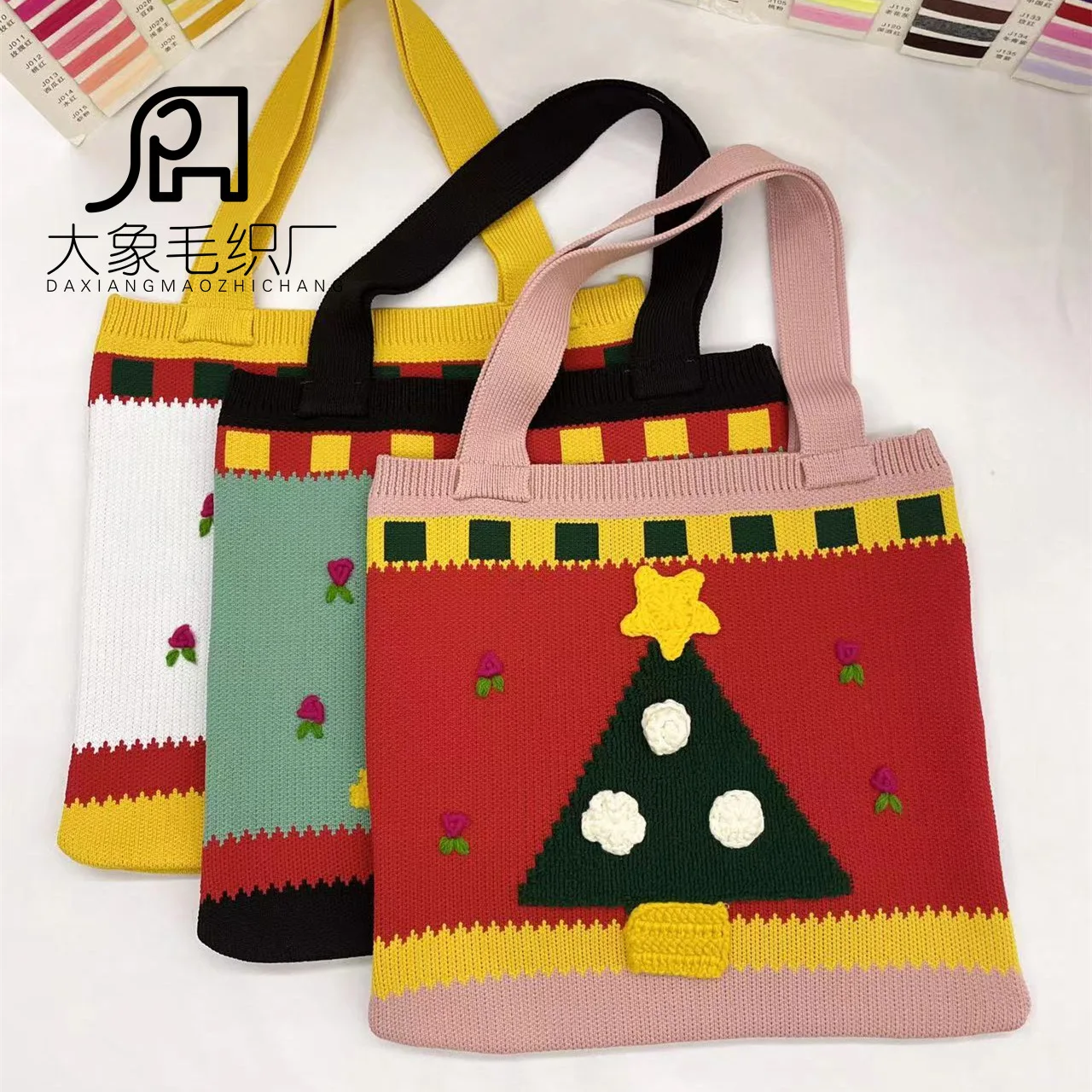 Women Knitted HandBag Hand Knitted Christmas Gifts Beach Bag Casual Shopping Bag Lightweight Shoulder Tote Woven Wrist Pouch