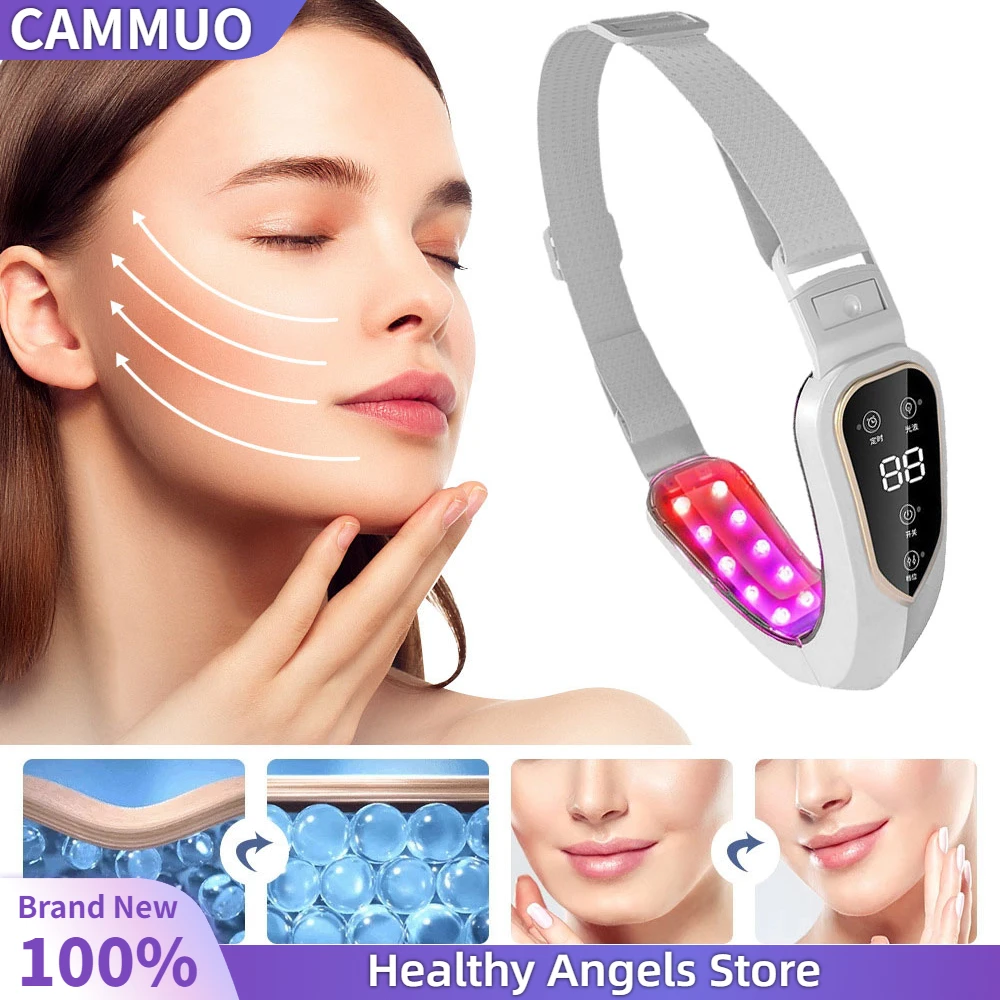 Facial Lifting Device LED Photon Facial Slimming Vibration Massager Heated Double Chin V Face Shaped Cheek Lift Belt Machine Facial Massager Face Slimming Massager Face Slimming Strap