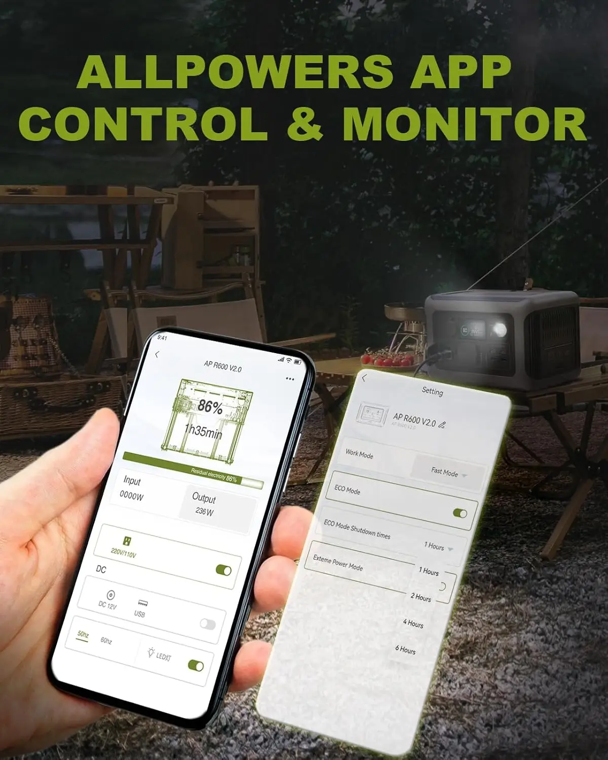 ALLPOWERS Portable Power Station R600, 299Wh LiFeP04 Battery with 2x 600W (1200W Surge) AC Outlets for Outdoor Camping RV Home 3