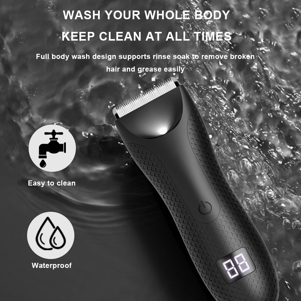 Body Hair Trimmer Rechargeable Groin Hair Trimmer Waterproof Electric Shaver with 2 Guide Comb Body Groomer for Fathers Day Gift 4