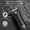 Body Hair Trimmer Rechargeable Groin Hair Trimmer Waterproof Electric Shaver with 2 Guide Comb Body Groomer for Fathers Day Gift 4