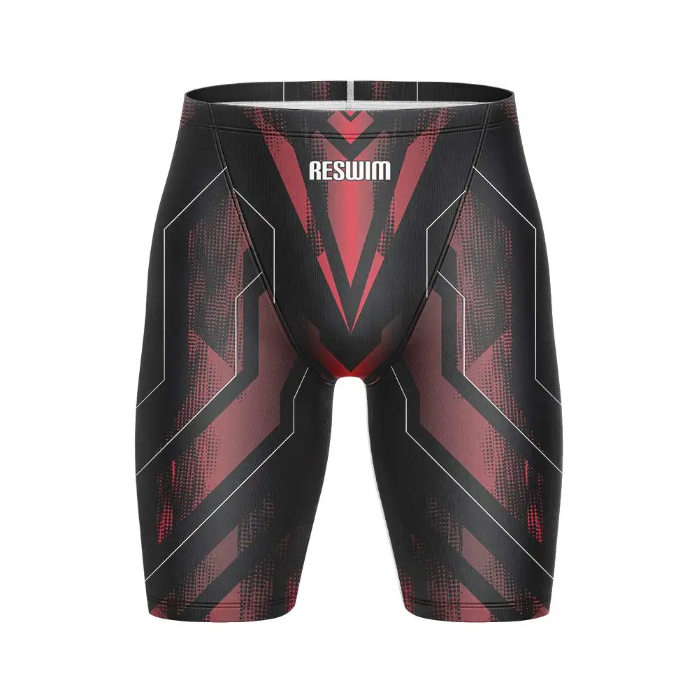 Summer Men's Swim Jammer Shorts Endurance Athletic Training Swimsuit Beach Swimming Trunks Swimwear Jammer GYM Surf Tight Shorts