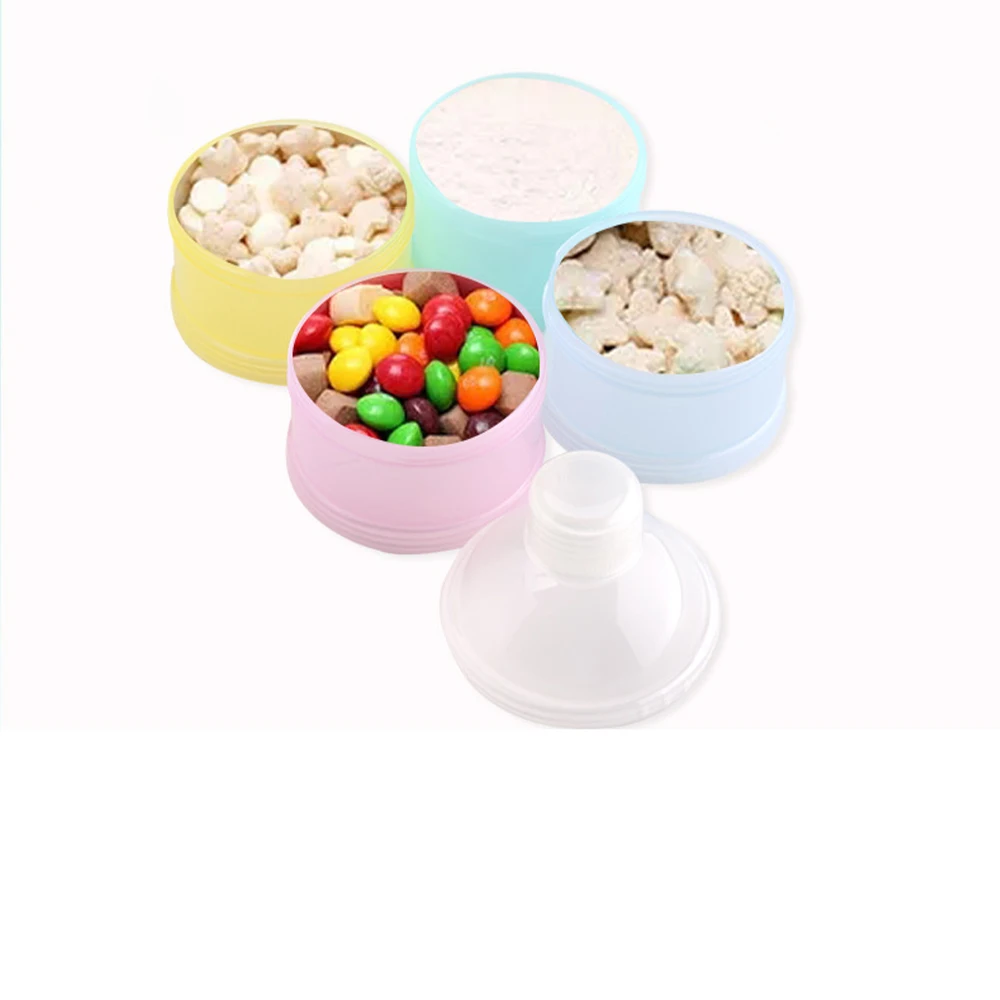 4 Grid portable multi-color milk powder box container for toddlers Baby snacks food storage box Formula dispenser Milk powder
