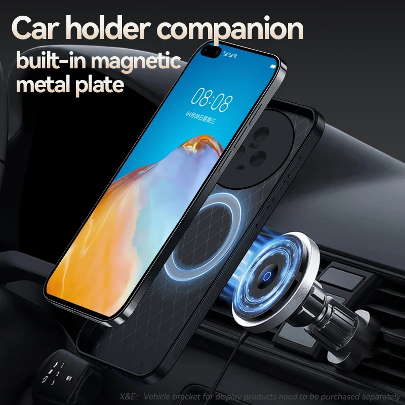 For Honor Magic5 Pro Case Magnetic Car Holder Silicone Phone Case For Honor Magic 5 Pro 5Pro Magic5 Soft PU Leather Back Cover 6