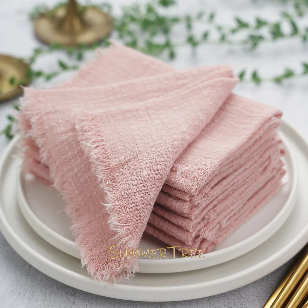 20pcs 32x32cm Cloth Napkins Cotton Gauze Napkin Handkerchief Bohemian Bridal Vintage Wedding Western Party Table Decoration 5