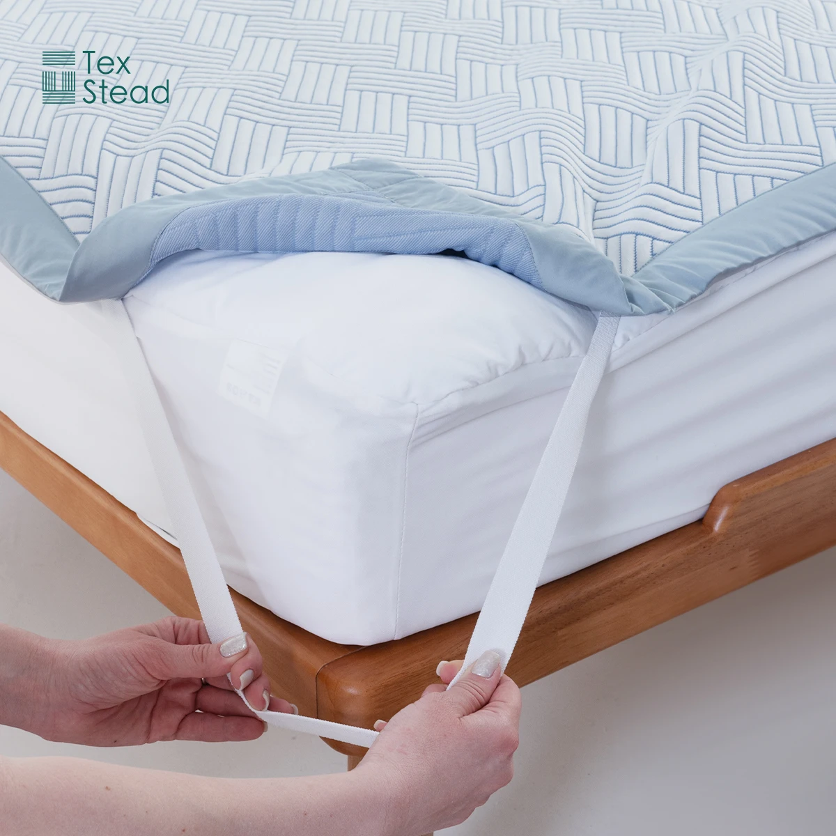 쿨링 에어 레이어 헤링본 쿨링 매트 세트, 통기성 수분 흡수 침대 토퍼 (베개 커버 포함) - 더운 사람들을 위한