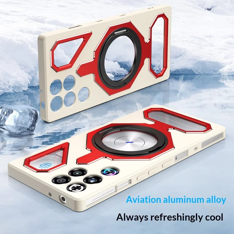 Enhanced Shockproof Gaming Phone Cover with Aluminum Alloy and Magnetic Ring Stand