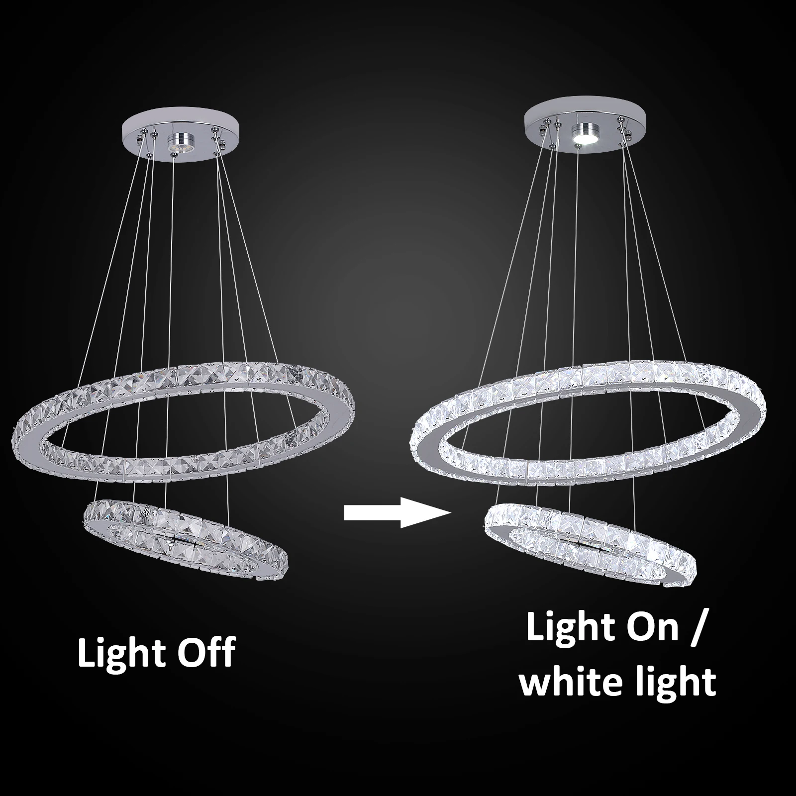 Vetrulus Moderner LED-Kristall-Kronleuchter - Luxuriöse Deckenleuchte für Wohnzimmer, Schlafzimmer, Küche, Hängelampe, Wohndekoration – Detail 11
