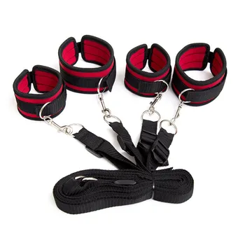 BDSM Sex Bondage Erotic Bed Restraint Strap Handcuff/Ankle Cuff Game Slave Open Leg Belt Binding Kit Sexual Toy Adult Restraints 2