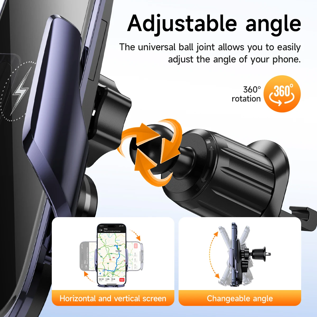 HOCO Infrared Automatic Induction Wireless Charging Car Holder with Air Vent Clip