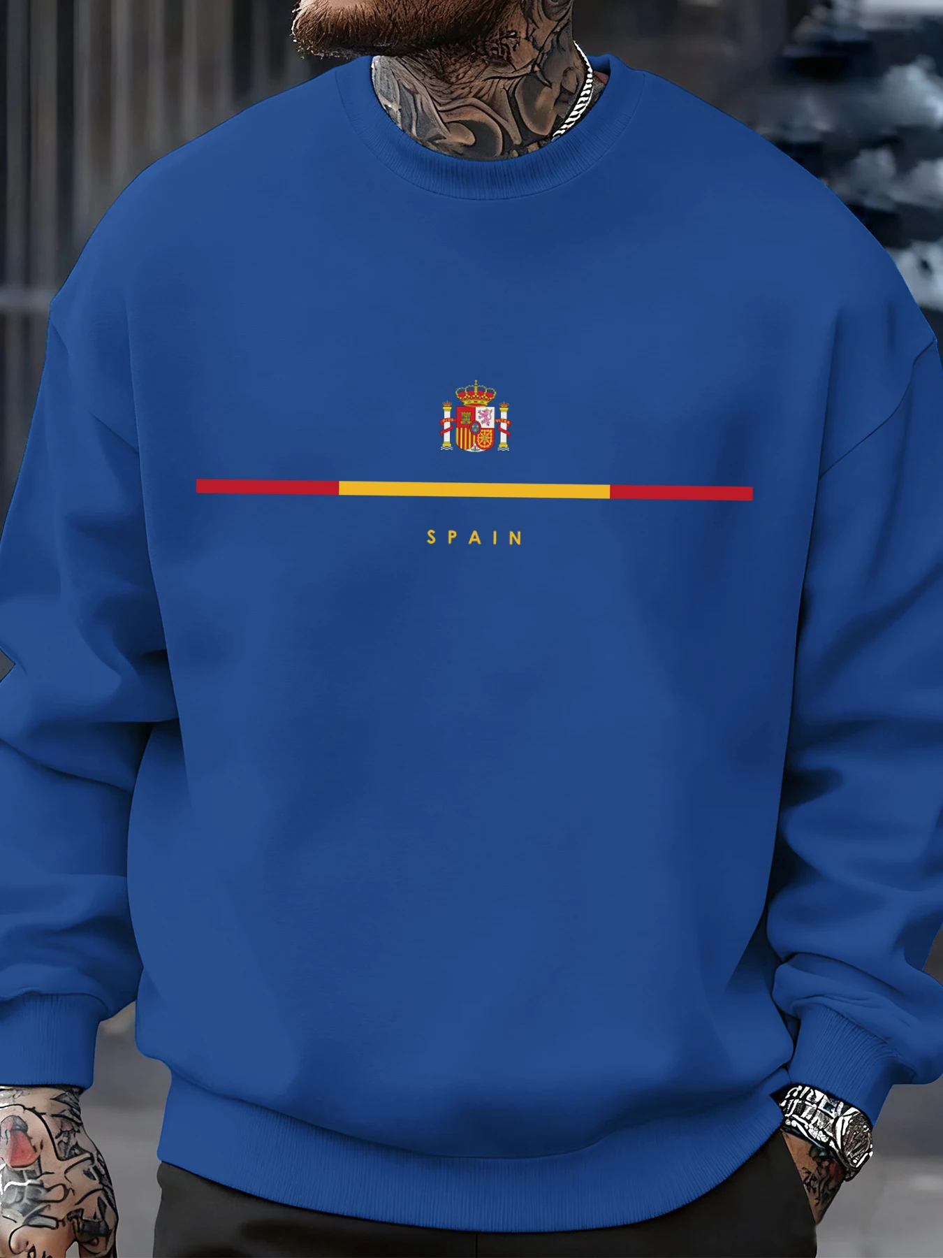 Spanien National Emblem Design Sweatshirts Hip Hop Fleece Sweatshirt Herbst Mode Streetwear All-Match Crewneck Pullover – Detail 11