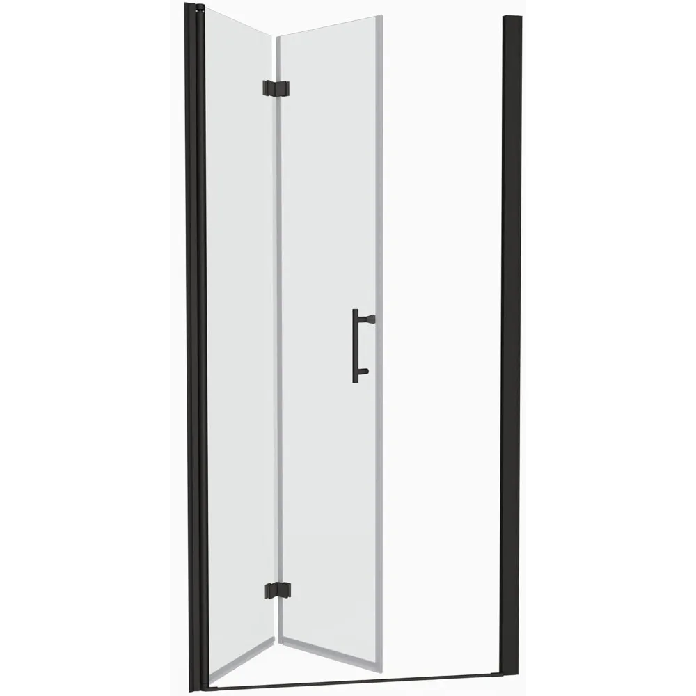 32" W x 72" H Double Fold Glass Shower Door, 1/4" Folding Clear Glass Shower Panel Pivot Swing Frameless Shower Door 2
