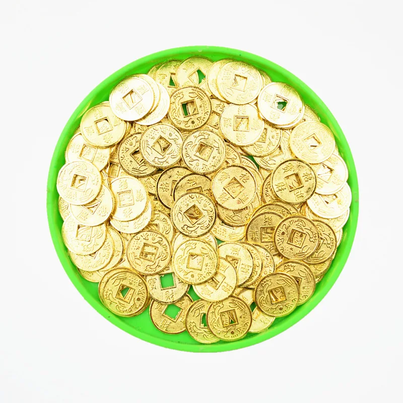 10/30Pcs 14mm/20mm Golden Chinese Ancient Feng Shui Lucky Coin Good Fortune Dragons Antique Wealth Money Collection Gift