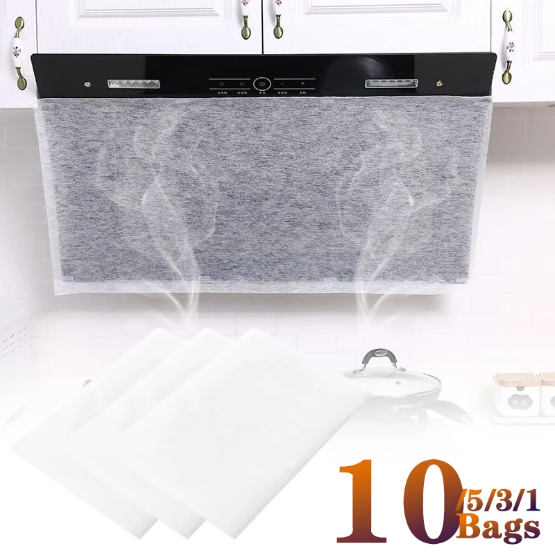 1-10Bags Kitchen Range Hood Oil Stickers Oil Stickers Separate Cotton Filter Universal Wash-Free Cover Kitchen Bar Supplies