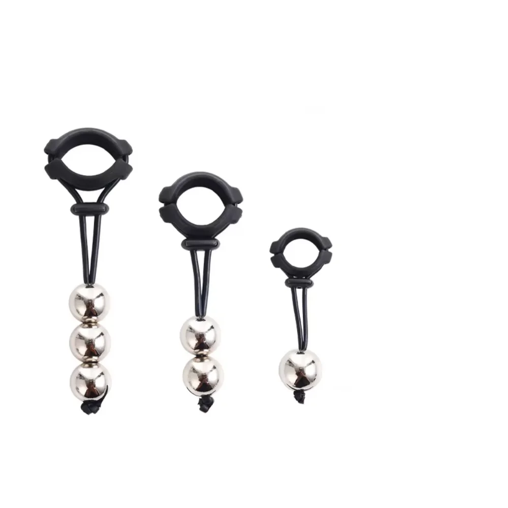 Bdsm Male Penis Ring Exercise Device Weight Bearing Penis Extender Enlargement Stretcher Ball Semen Lock Adult Sex Toys For Men