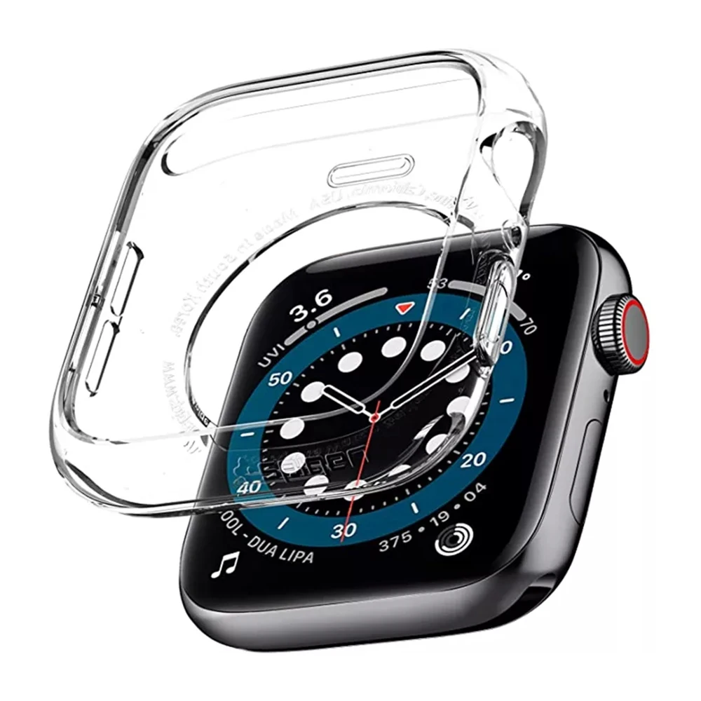 Schlanke, vollständige Hülle für die Apple Watch Serie 8, 7, 6, 5, 4, 3 SE, Silikonhülle für iWatch 44, 40, 41, 45, 38, 4249 mm, transparenter TPU-Displayschutz_voghion.com