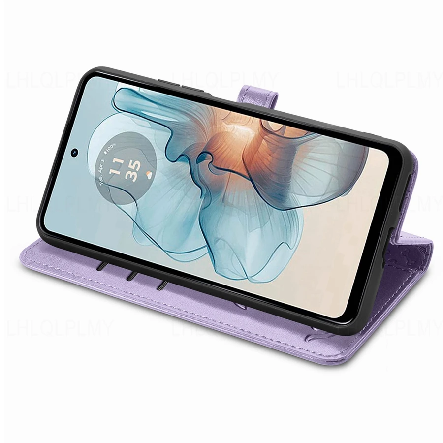 Leather Wallet Flip Case with Cat and Dog Design
