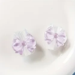 Lovely Pink Bow Silicone Charger Cable Protectors - Anti - Break Transparent Cord Covers (Set of 2) (3)