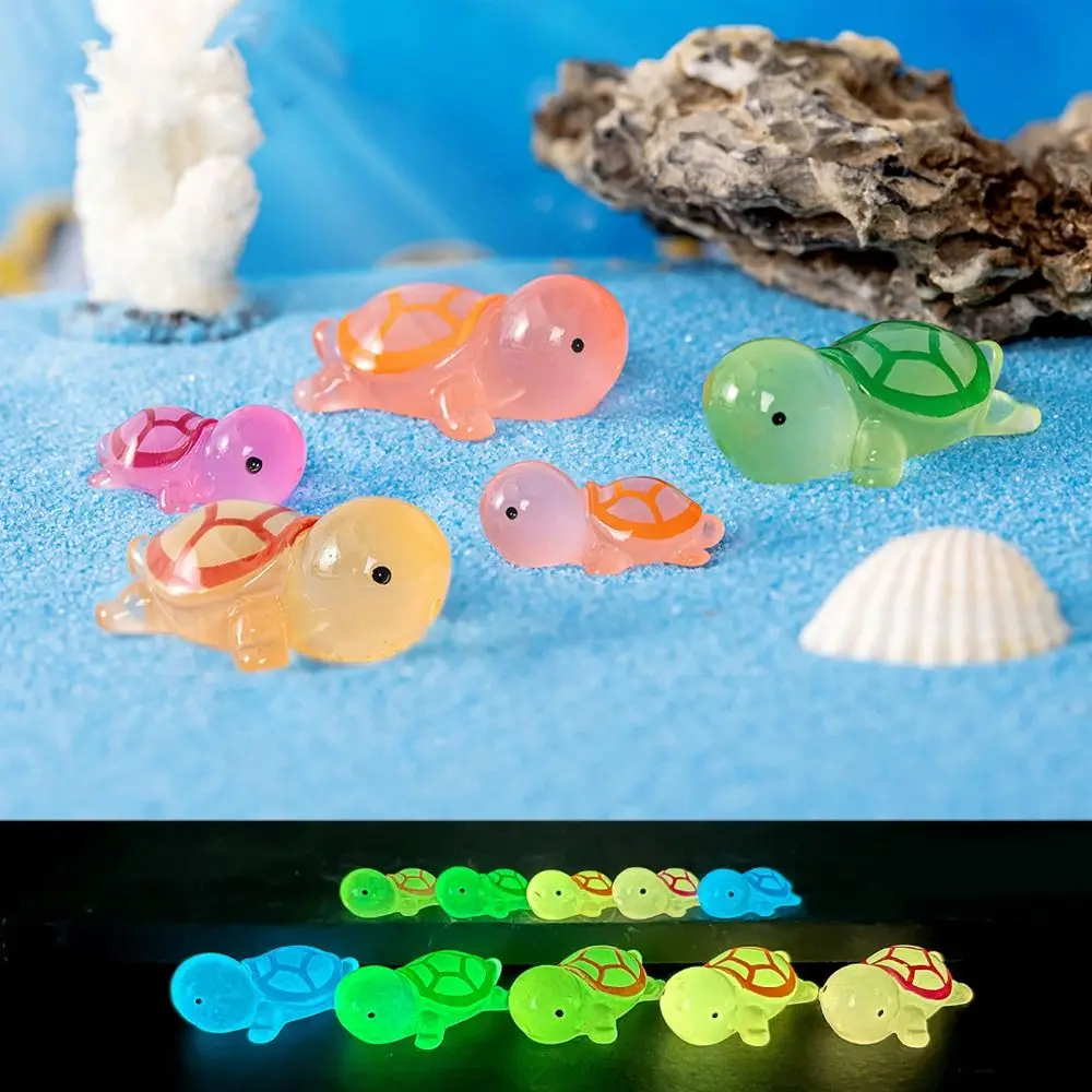 

5pcs Light in The Dark Mini Turtles Luminous Ornament DIY Cute Glowing Turtle Statue Resin Crafts Miniature Turtle Figures