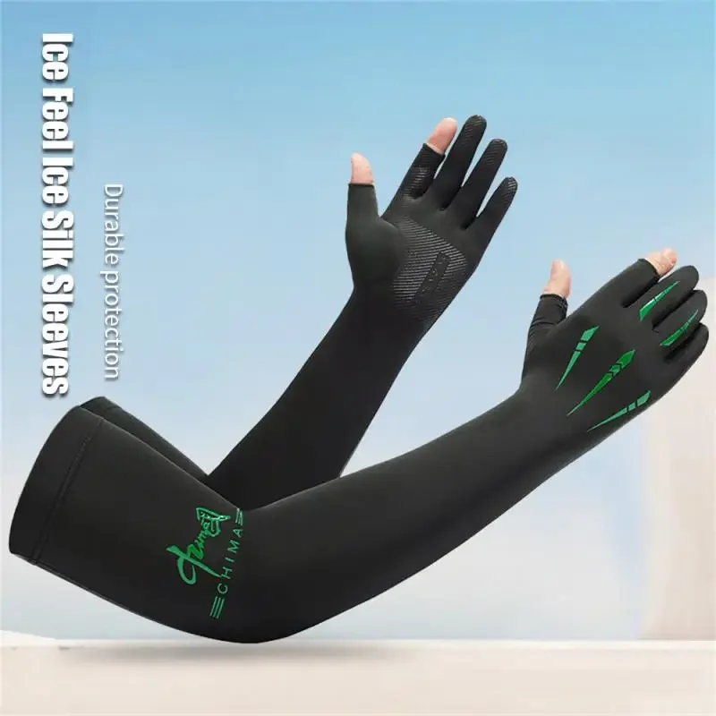 1 Pair Sports Arm Sleeves Outdoor Cycling Running Fishing Climbing Arm Cover Sun UV Protection Ice Cool Sleeves 5-finger Cuff 2