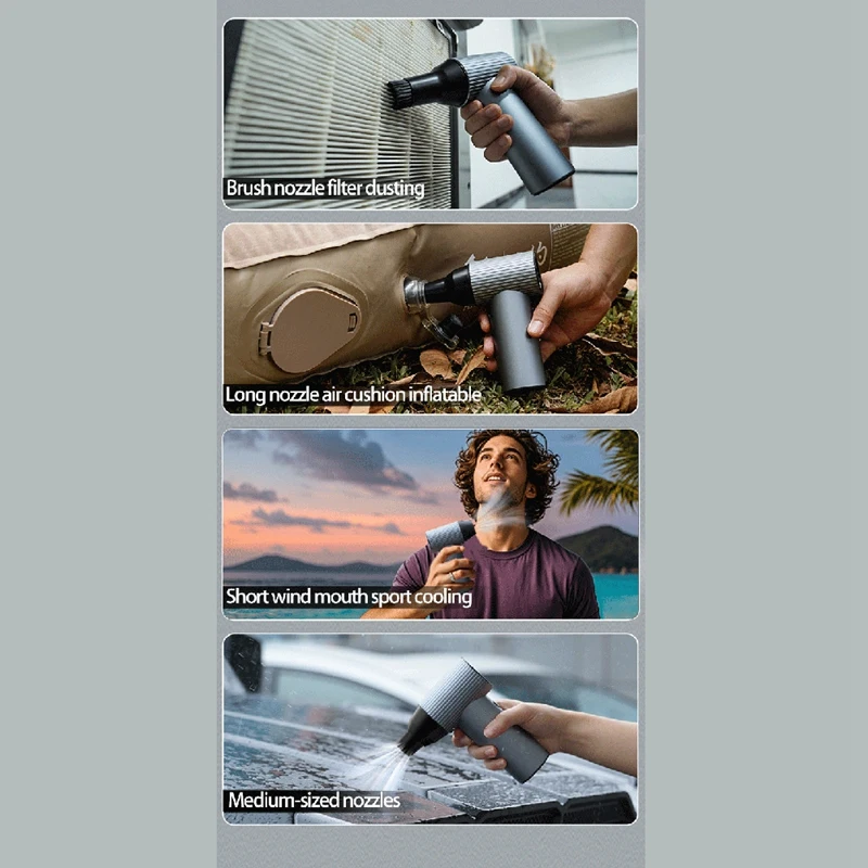 ABUN-Handheld Mini Turbo Violent Fan Brushless Motor 90000 RPM X7 Violent Blower Turbo Jet Fan 45M/S Industrial Duct Fan