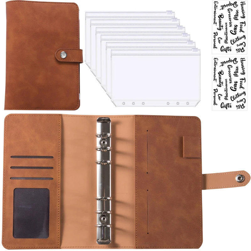 Premium A6 PU Leather Budget Binder with Cash Envelopes and Bill Organizer