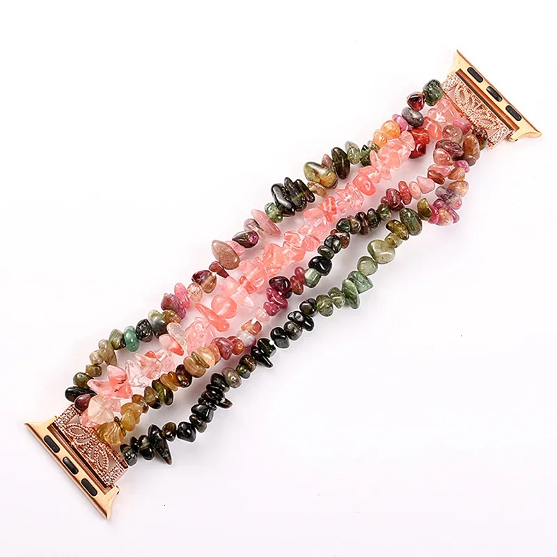 Natural stone Strap For Apple Watch 49mm 45mm 41mm 44mm 40mm 42mm Handmade Crystal Colored Stones bracelet iWatch 8 7 6 5 4 3 SE