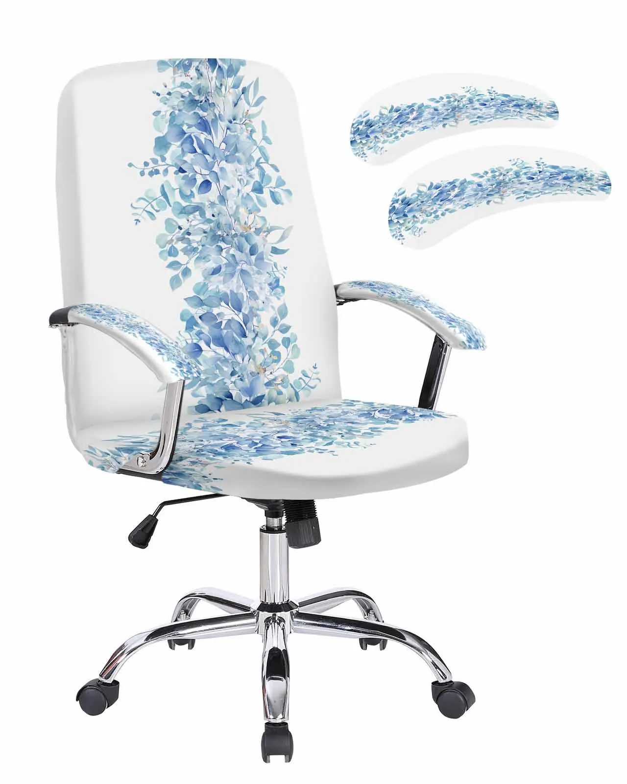 

Spring Watercolor Eucalyptus Leaves Elastic Office Chair Cover Gaming Computer Chair Armchair Protector Seat Covers