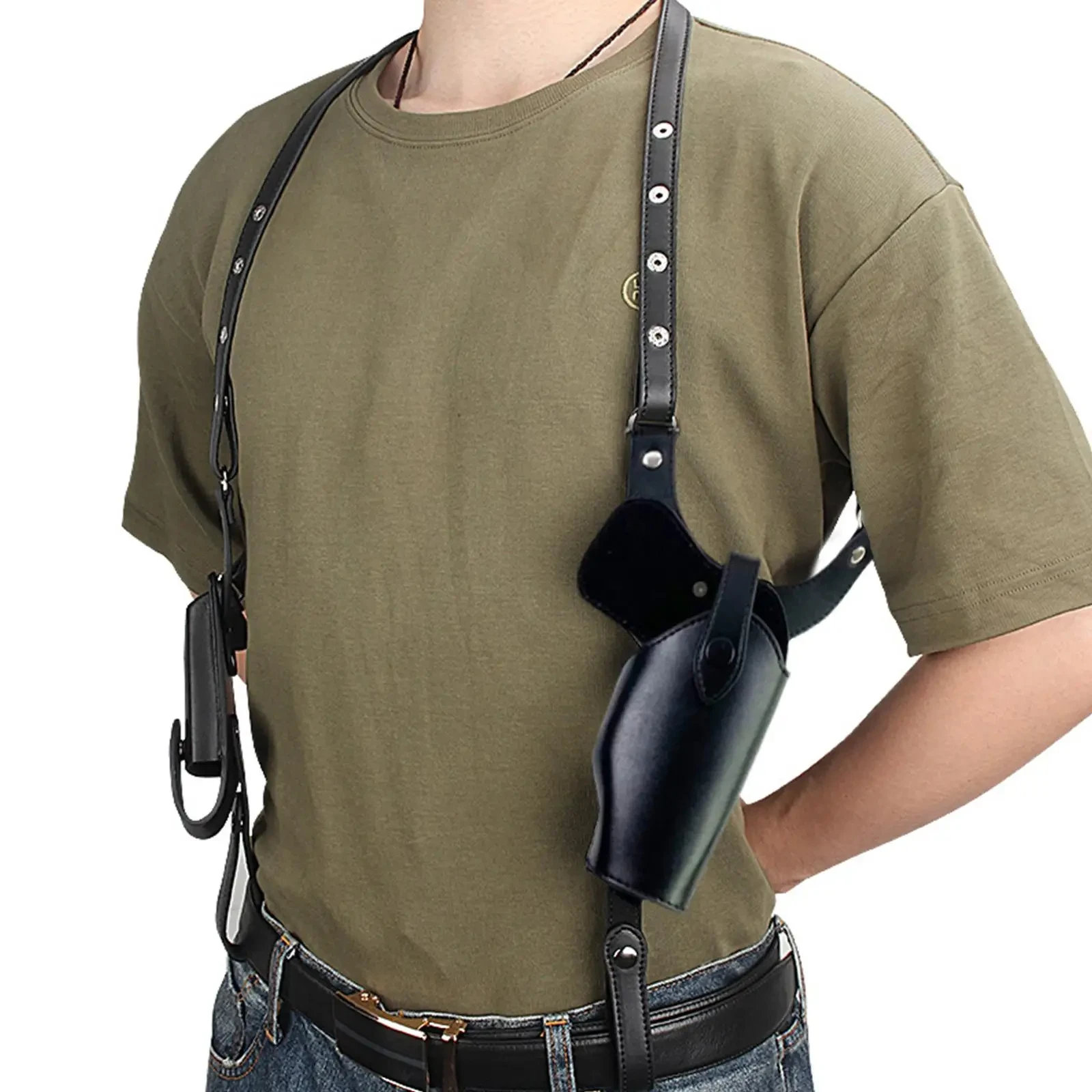 

Hunting 1911 Pistol Right Hand Hidden Holster P320 Tactical Concealed Holster Military Leather Underarm Shoulder Bag