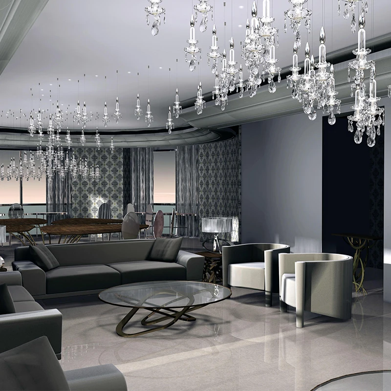 Unique Project Crystal Chandelier light For Hotel Restaurant Wedding Decoration big Hanging Lamp Pendant Light Stair Chandelier