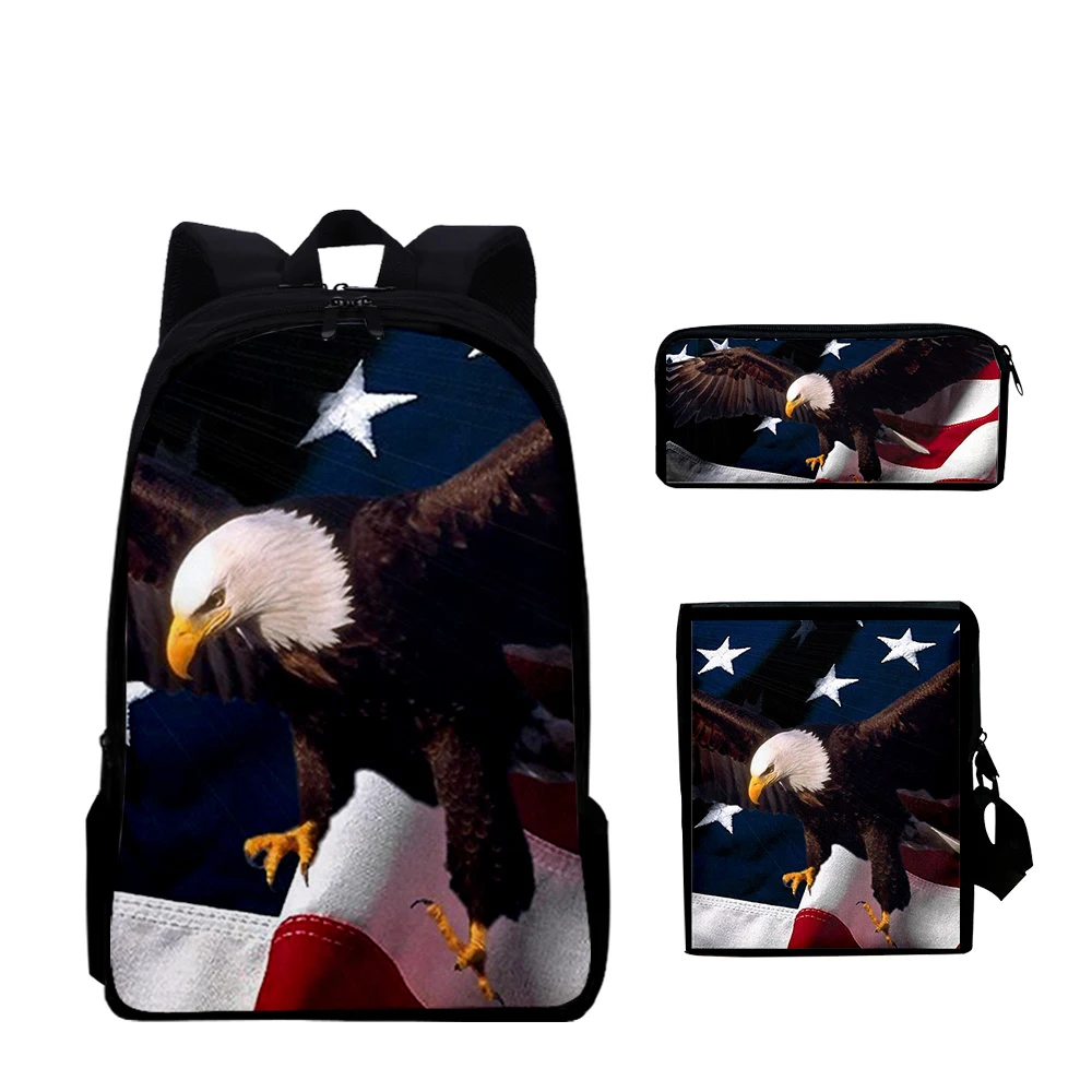 Cartoon Trendy Tiger Animal 3pcs/Set Backpack 3D Print School Student Bookbag Travel Laptop Daypack Shoulder Bag Pencil Case