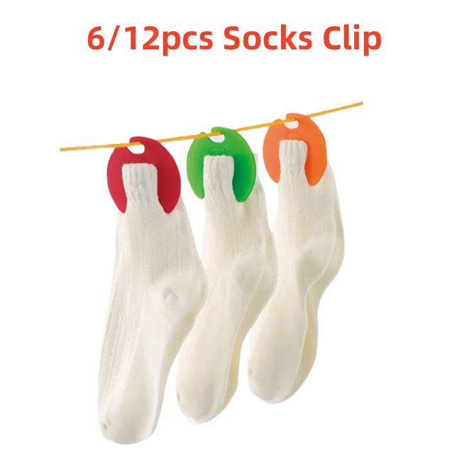 6/12Pcs Sock Clips Colorful Sock Holder Rings Sock Organizers