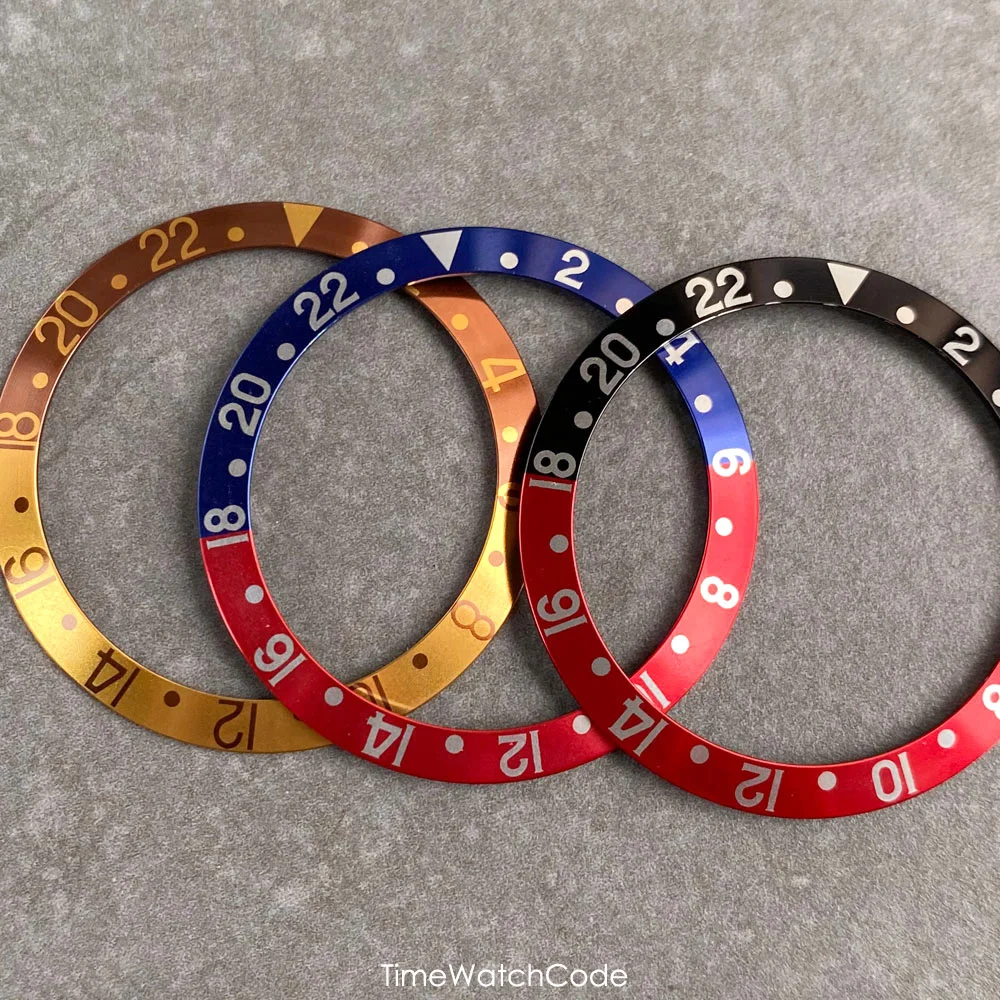 Aluminum Sloping Watch Bezel Insert Ring for Men's 40mm Watch - Available in Black, Blue, Green, Red, Purple