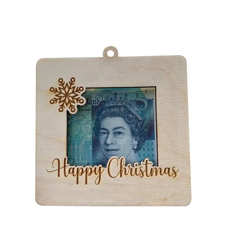 Porta soldi unico di Natale per regalo in contanti, decorazione appesa  della carta dei soldi in legno fatta a mano, divertente portasoldi di  Natale, regalo unico da tavolo per C