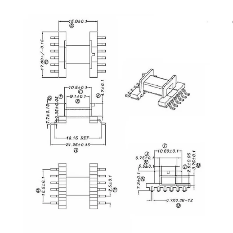 Hoogfrequente Efd15 Zachte Kern En Spoel H6 6pn Smd 20 Sets/partij