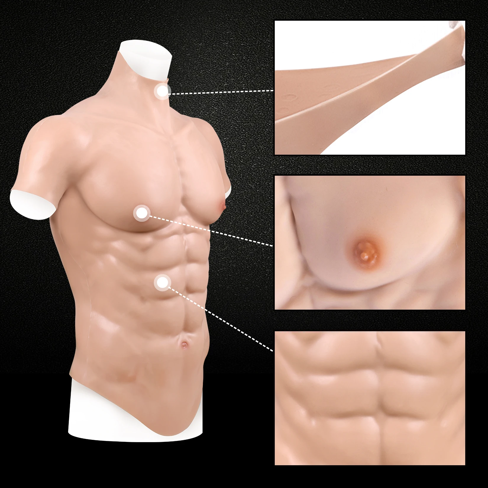 Handmade Silicone Muscles Male Chest Vest Abdominal Muscle Realistic Muscles For Cosplay Tansgender cosplay costume