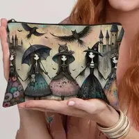 Green Witch Nature Moon Phase Forest Boho Tarot Zipper Pouch Cosmetic Bag  Moon & Foliage Pencils, Travel Accessories - Image 6