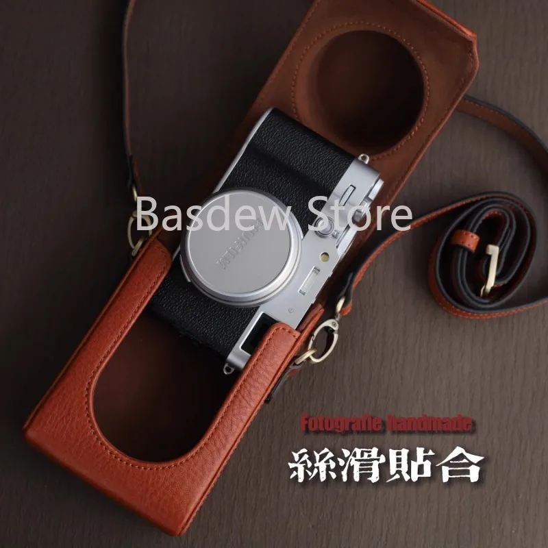 

Handmade Leather Camera Bag Leather Case Protective Cover Strap Top Layer Leather Vertical Bag