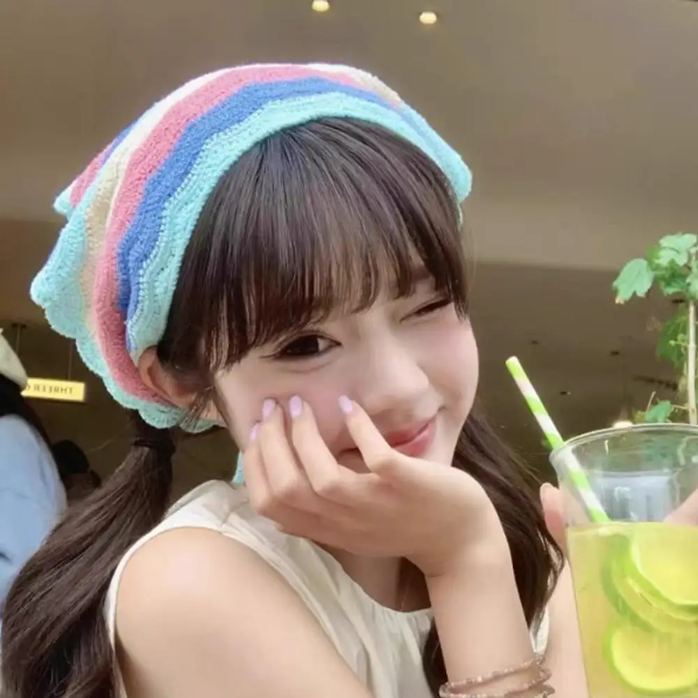 Crochet Hollow Triangle Headband Towel Women Retro Hair Bands Sweet Bandana Headwarp Girl Parisian Hairbands Hair Accessories