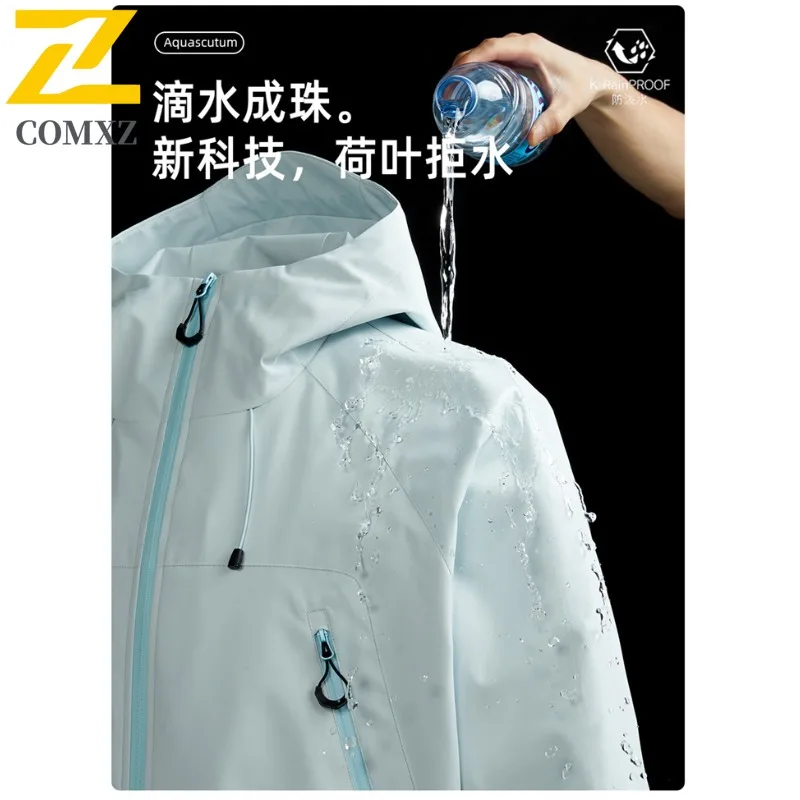 COMXZ 2025 High Quality Mens Jacket Hooded Hiking Mountaineering Lightweight Zipper Jackets Casual Travel Autumn New Outerwear
