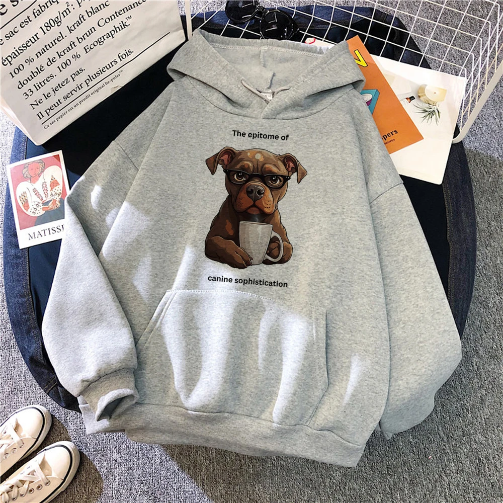 

Pitbull hoodies women Kawaii graphic sweat y2k Fleece Pullover female vintage pulls