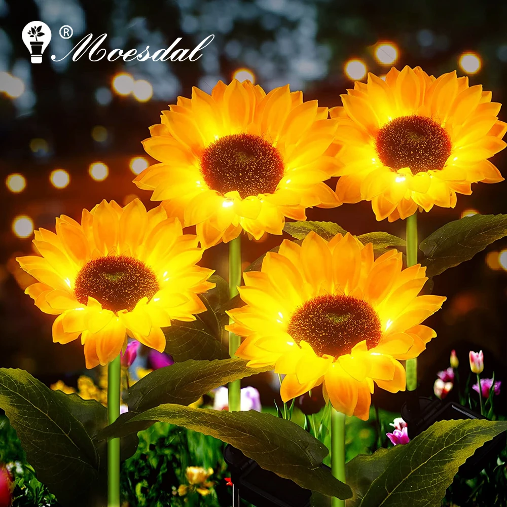 LED Solar Sunflower Lamp IP65 Waterproof Outdoor Solar Simulation Lantern for Courtyard Garden Landscape Lawn Decoration Lamp new 2023 led solar lights outdoor garden lamp waterproof courtyard stair garden fence balcony exterior wall farm decoration hifi