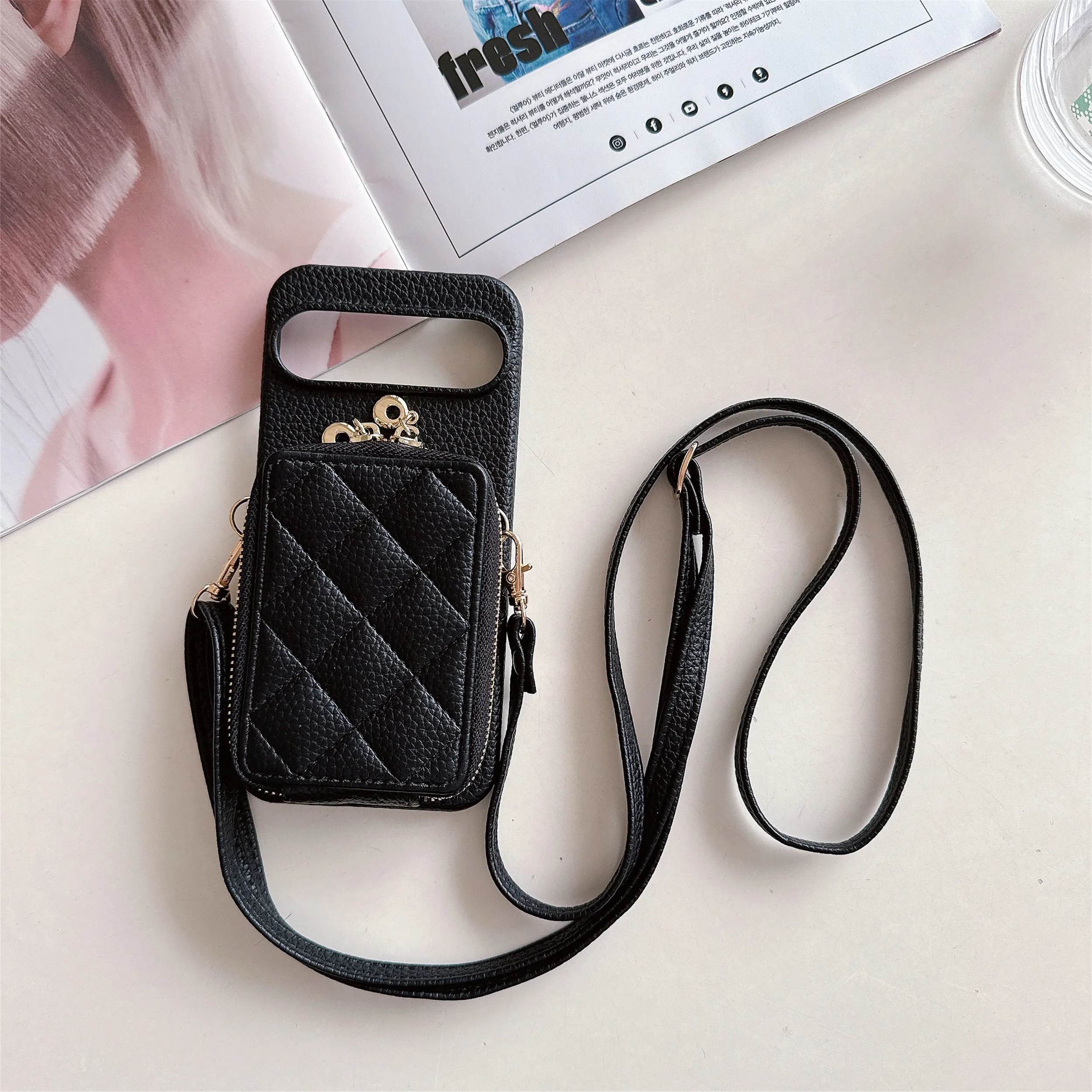 Zipper Crossbody Wallet with Card Holder and Leather Shockproof Phone Case