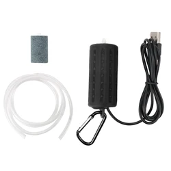 Portable Mini Aquarium Air Pump & Filter - Silent, Energy-Saving Fish Tank Accessory - S (Black)