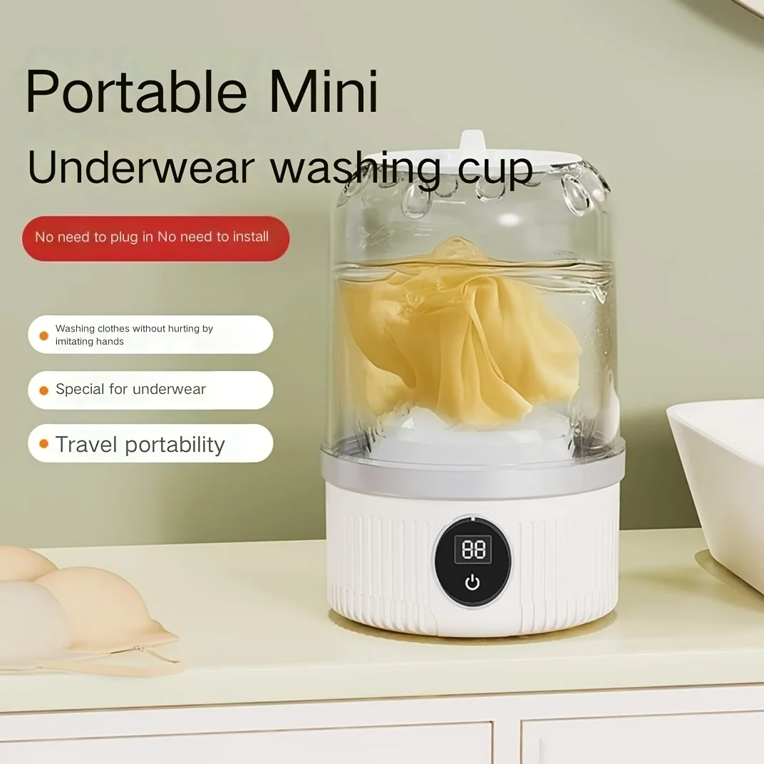 1 L Capacity Portable Washing Machine Underwear Washer Small Washing Machines USB Charging Laundry Machine for Home Apartment