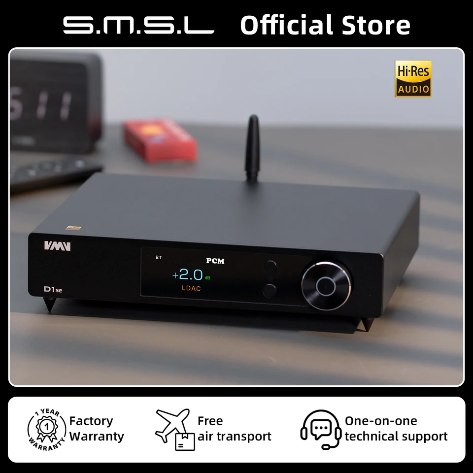 Smsl-オーディオdac vmv d1se2,e9039mspro xu316,Bluetooth MQA-CD