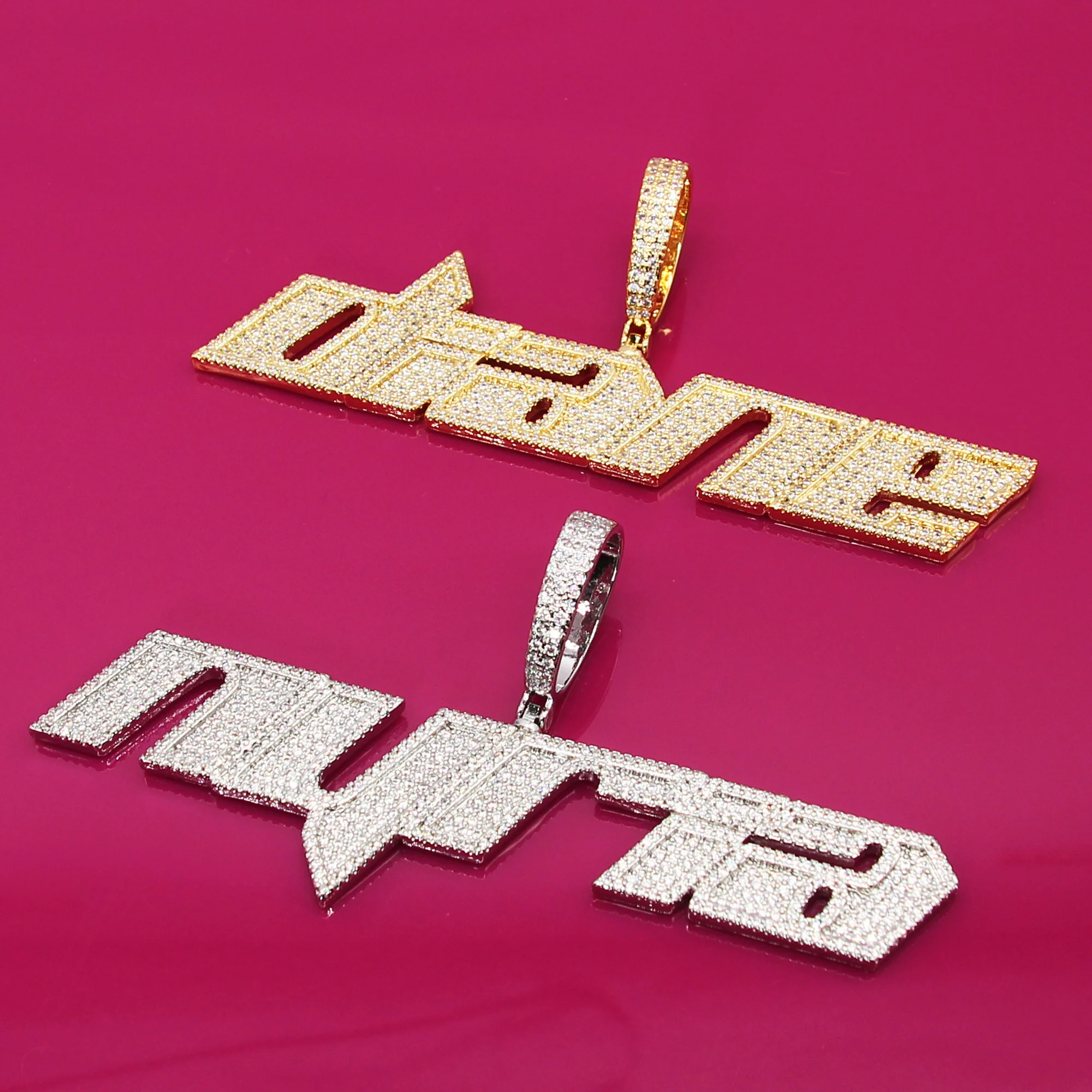 Personalized Name Pendant Necklace Sparkling Custom Your Any Letters Necklace Customize Nameplate with Cuban Link Chain Hip Hop