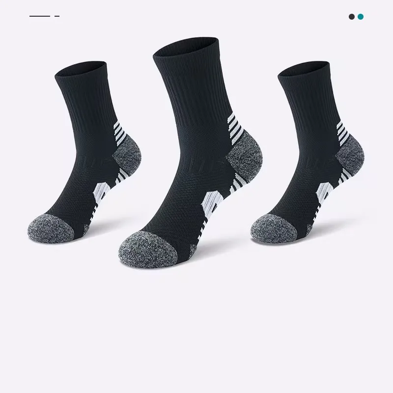3 Pairs Men's Athetic Socks Sports Breathable Outdoor Running Compression Socks Traning Long Black White BLUE Stretch Socks