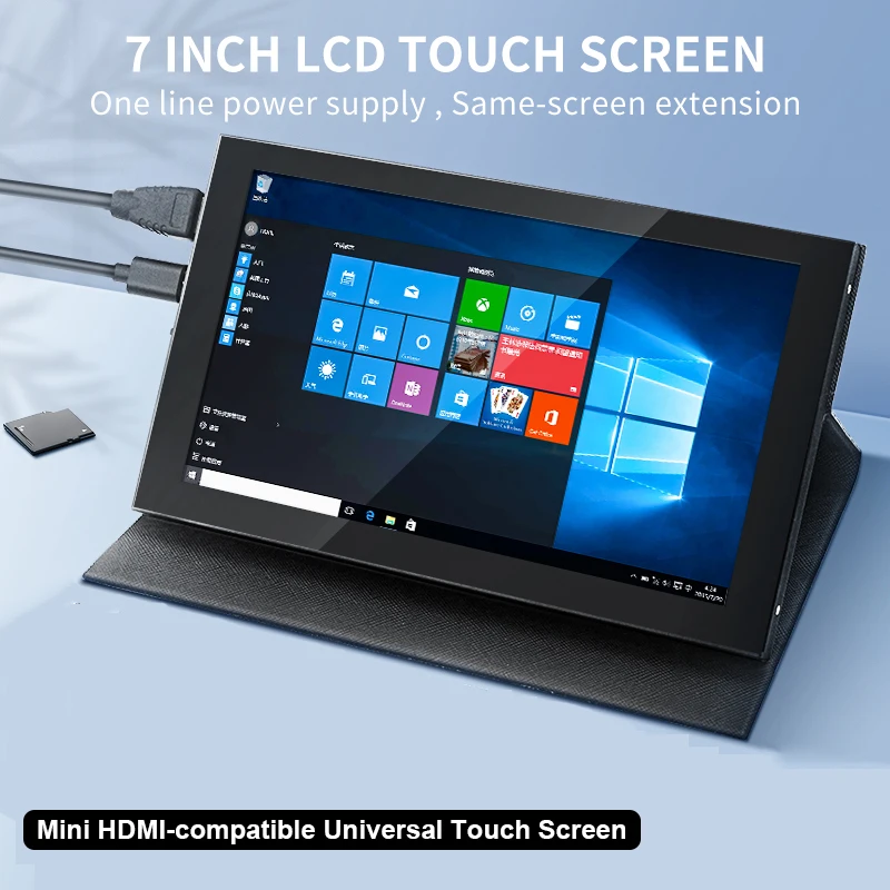 7 Inch Raspberry Pi 4 Touch Screen 1024x600 IPS LCD with Case Cortical Shell Mini Monitor for Raspberry Pi 3B+ Desktop Windows