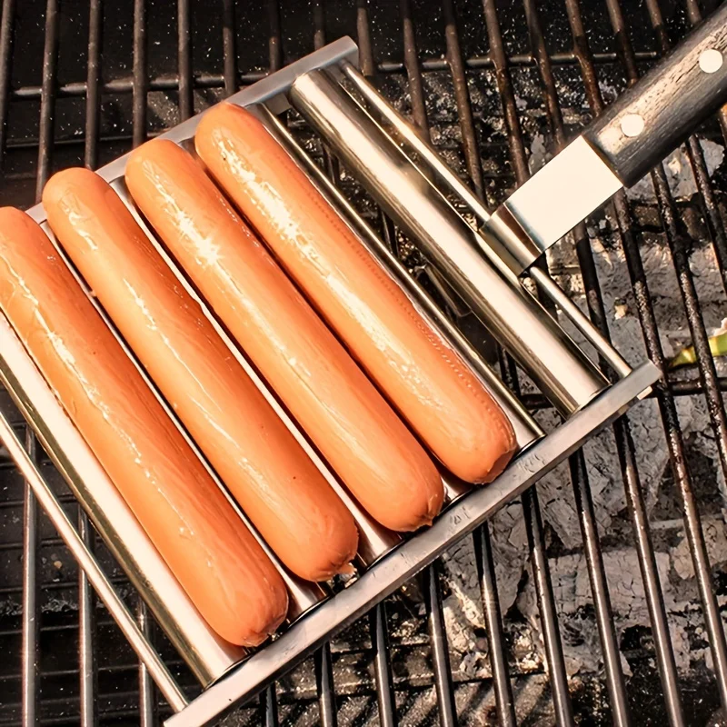 BarbecueSausageGrillingRackRollerBBQPicnicCampingBBQHotDog